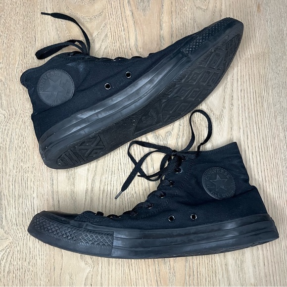 Converse All Star Chuck Taylor Black High Top Canvas Sneakers Monochrome Mens 13 - Picture 8 of 12